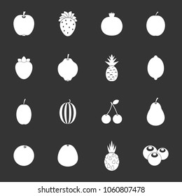 Fruit icons set vector white isolated on grey background 