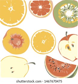 Fruit icons set.Healthy food.Vector illustration.fruit watermelon orange Apple