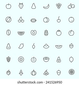 Fruit icons, simple and thin line design