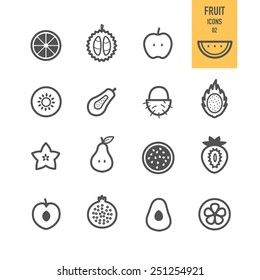 Fruit icons. Sliced fruit. Vector illustration.