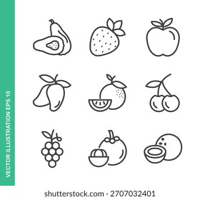 Fruit Icons. Thin Line Symbol Elements Collection.