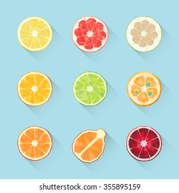 Fruit icons. Vector illustration