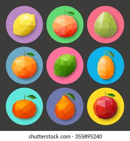 Fruit icons. Vector illustration