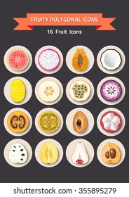 Fruit icons. Vector illustration
