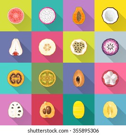 Fruit icons. Vector illustration