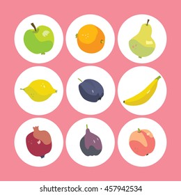 Fruit icons. Vector illustration