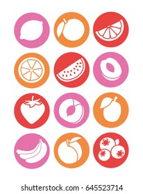 Fruit icons. Vector illustration.