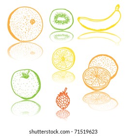 Fruit icons - vector illustration