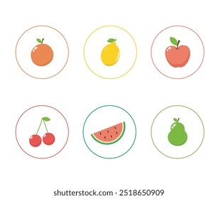 Conjunto de Vector de iconos de frutas. Iconos de comida