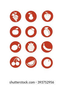 Fruit icons: vector set of food pictograms