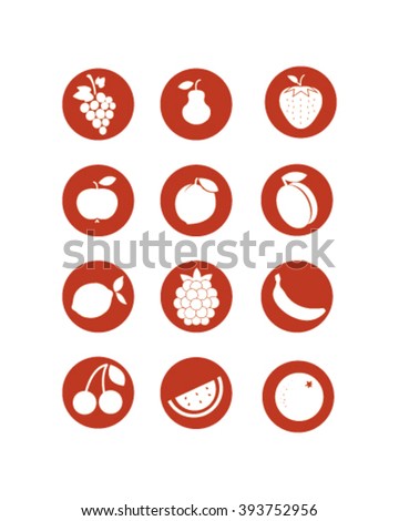 Fruit icons: vector set of food pictograms