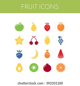 Fruit Icons. Vector Set Of Simple Icons. EPS 8.