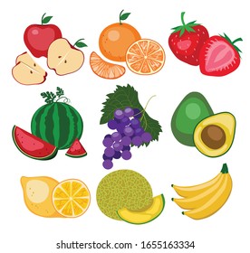 ilustración de frutas para diseño y disposición