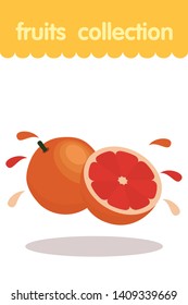 Fruit illustration. Flat style icon. Grapefruit vector cartoon design, EPS 10 editable vector.