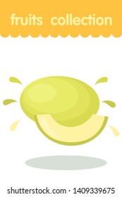 Fruit illustration. Flat style icon. Melon vector cartoon design, EPS 10 editable vector.