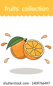Fruit illustration. Flat style icon. Orange vector cartoon design, EPS 10 editable vector.