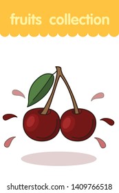 Fruit illustration. Flat style icon. Cherries, Cherries vector cartoon design, EPS 10 editable vector.