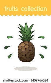 Fruit illustration. Flat style icon. Pineapple vector cartoon design, EPS 10 editable vector.