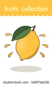 Fruit illustration. Flat style icon. Lemon vector cartoon design, EPS 10 editable vector.