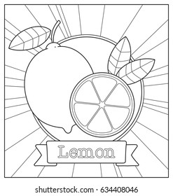 fruit illustration for kids coloring book