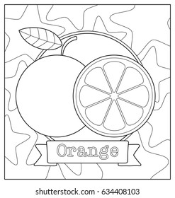 fruit illustration for kids coloring book