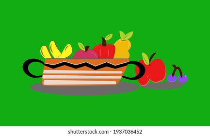 Fruit illustration on green background