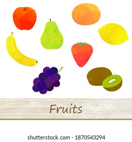 Conjunto de ilustraciones de frutas (fondo blanco, vector, corte, acuarela)