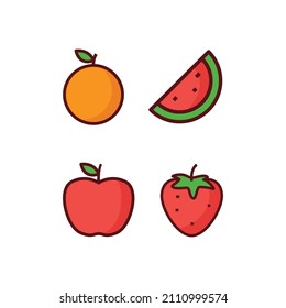 Fruit illustrations set on transparent background