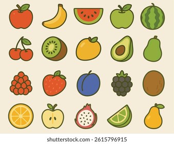 Fruit images created as Vector image.