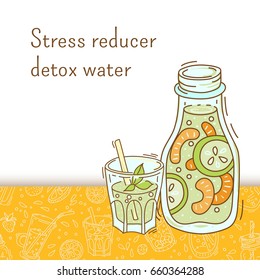 Fruit infused water easy combinations for natural detoxification. Vector illustration