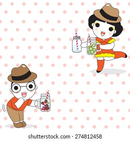 Fruit Infused We Loves Sparkling Water in Mason Jars paper note illustration