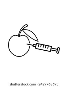 fruit with injection icon, vector best line icon.