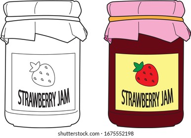 Fruit Jam Food Vector drawing, outline drawing, flat vector colour.