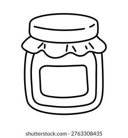 Dibujo para Colorear de Tarro de Mermelada de Frutas para Niños y Adultos. Página para colorear Jam Jar. Ilustración de comida fácil y linda. Dibujo para Colorear de Mermelada de Fruta en Un Tarro. Una Ilustración de Comida Simple y Linda para Actividades Divertidas para Colorear.