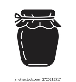 Fruta jam jar ícone símbolo vetor de glifo sólido para caseiro doce preservar comida e recipiente de vidro com tampa para armazenamento de cozinha
