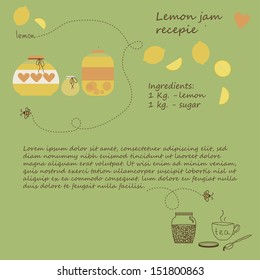 Fruit jam retro recipe card. Eps10