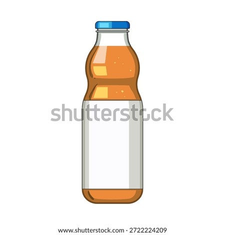 Fruit juice bottle containing an orange liquid and featuring a customizable white label, representing healthy beverages, packaging, and refreshing drinks