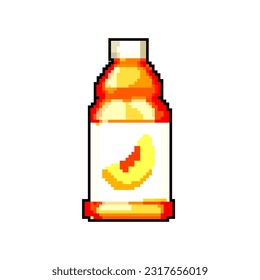 fruit juice bottle game pixel art retro vector. bit fruit juice bottle. old vintage illustration