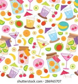 Fruit Juice Drink Cute cartoon Gift Wrapping Design Vector