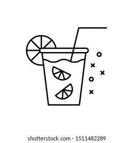 Fruit juice drink water glass icon. Element of barbecue party thin line icon