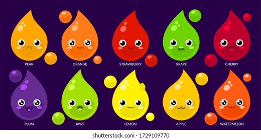 Fruit Juice Drop Vector Flat Cartoon
Character Illustration
