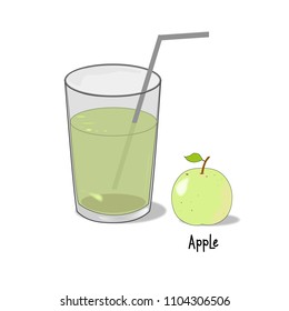 Fruit juice, glass, vector