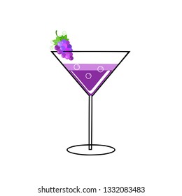 Fruit juice in a glass,purple grape vector isolated on white background.