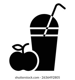 Fruit juice icon Flat outline fill black and white