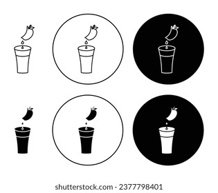 Fruit juice icon set in black color. Fresh lemonade drink vector icon. Natural orange juice vector sign for ui designs.