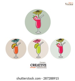 fruit  juice icon set.glass of fruit juice.vector illustration.