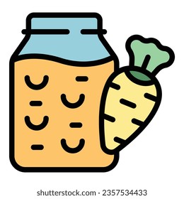 Fruit juice jar icon outline vector. Natural diet. Summer organic color flat