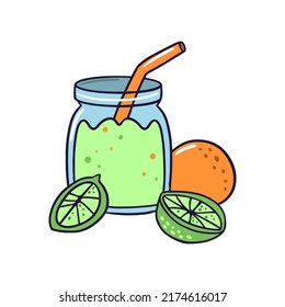 Fruit juice jar illustration. Vector drink illustration