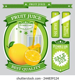 Fruit juice Label vector visual, ideal for fruit juice. Can drawn with mesh tool. Fully adjustable & scalable. Vector illustration 
