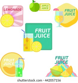 Fruit juice labels. Flat vector illustration